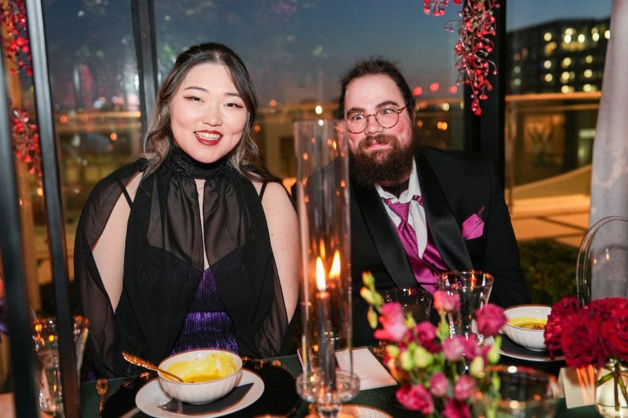 Guests celebrating at downtown Dallas wedding reception